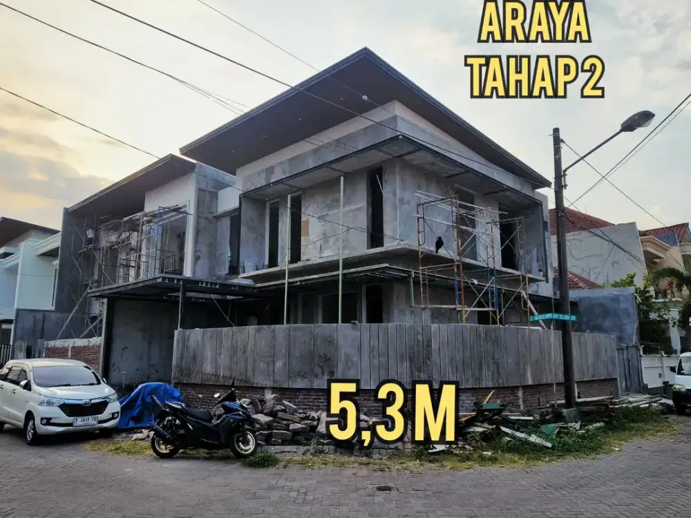 BARU GRESS RUMAH HOOK MODERN TROPIS MEWAH ARAYA 2 GALAXY BUMI PERMAI SURABAYA TIMUR. DEKAT MERR, MANYAR, KLAMPIS, ITS, Dsb