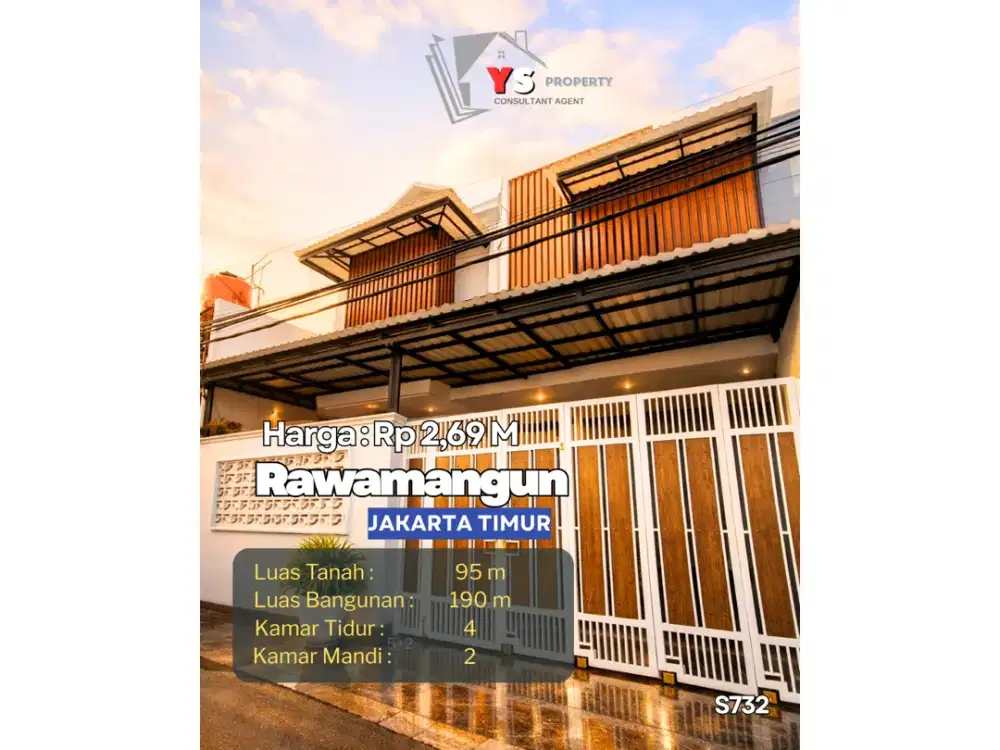 Rumah Cantik Full Furnished Rawamangun Dekat Jalan Pemuda SHM Siap Huni S732