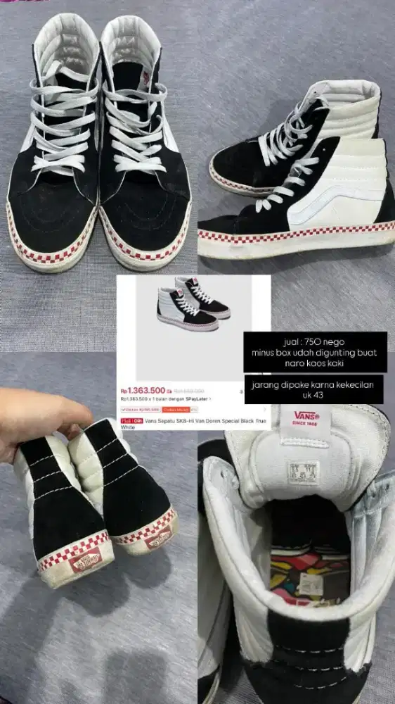 Pre-loved Vans SK-8 Hi-Van Doren Special Black True White