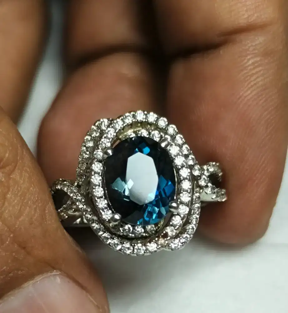Natural London Blue Topaz in Silver Ring