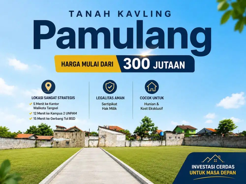 Tanah Kavling Murah, 15 Menit Pintu Tol BSD, SHM