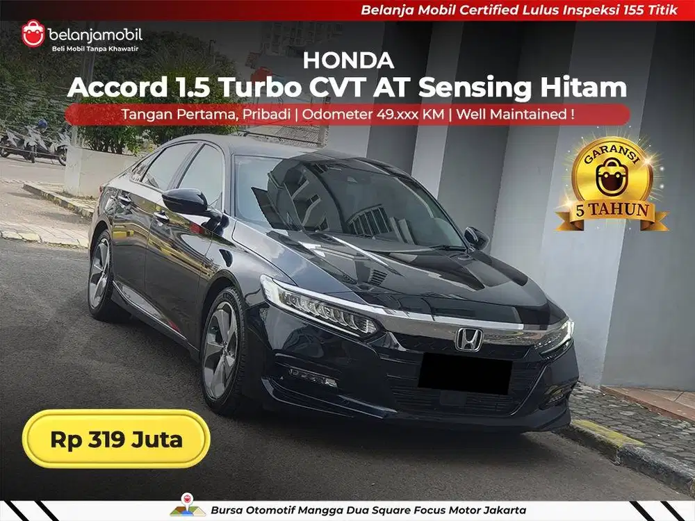 [ GARANSI 5TH ] Honda Accord 1.5 Turbo CVT AT Sensing Hitam 2019/2020