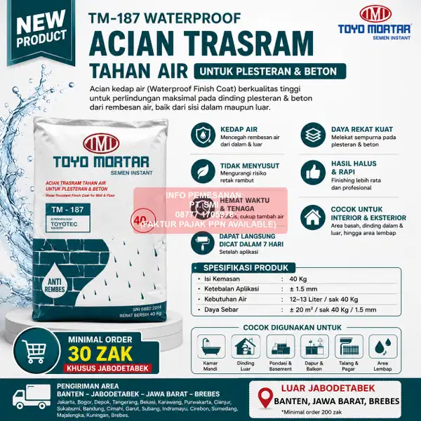 ACIAN KEDAP AIR (WATERPROOFING FINISH COAT) TOYO MORTAR TM-187 @40 KG