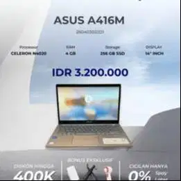 ASUS A416M CELERON N4020 RAM 4GB SSD 256GB 14INCH