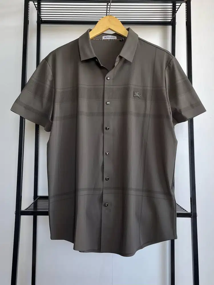 BURBERRY MEN CHECKED KING of WALES ICE SILK SHIRT (L)
