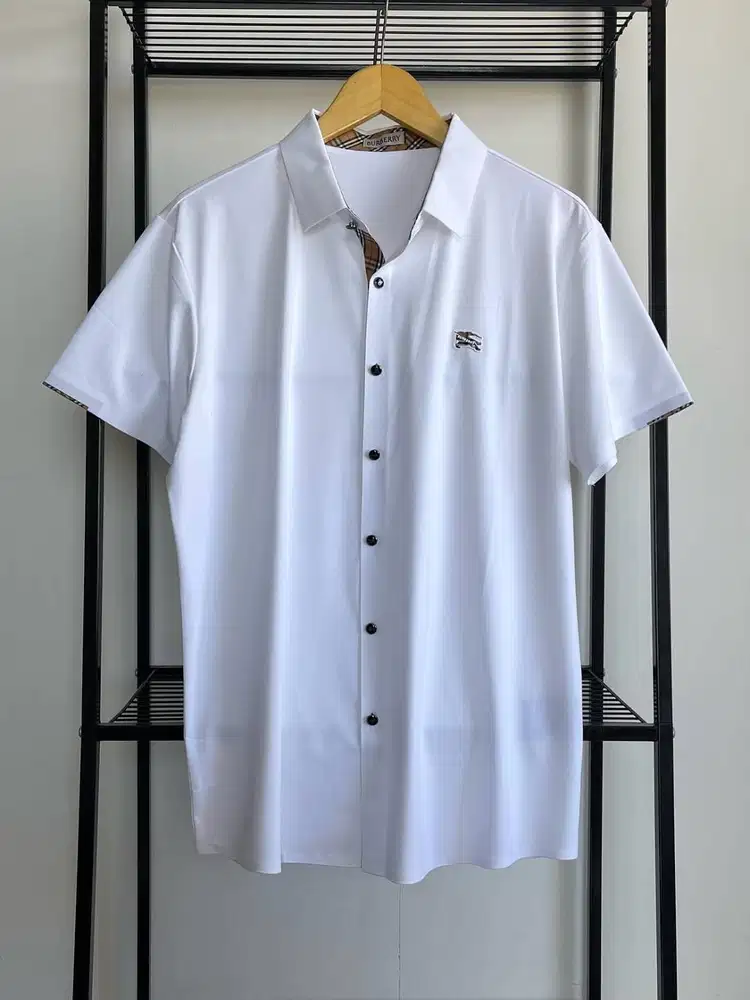 BURBERRY MEN SIGNATURE WHITE ICE SILK SHIRT (XL)