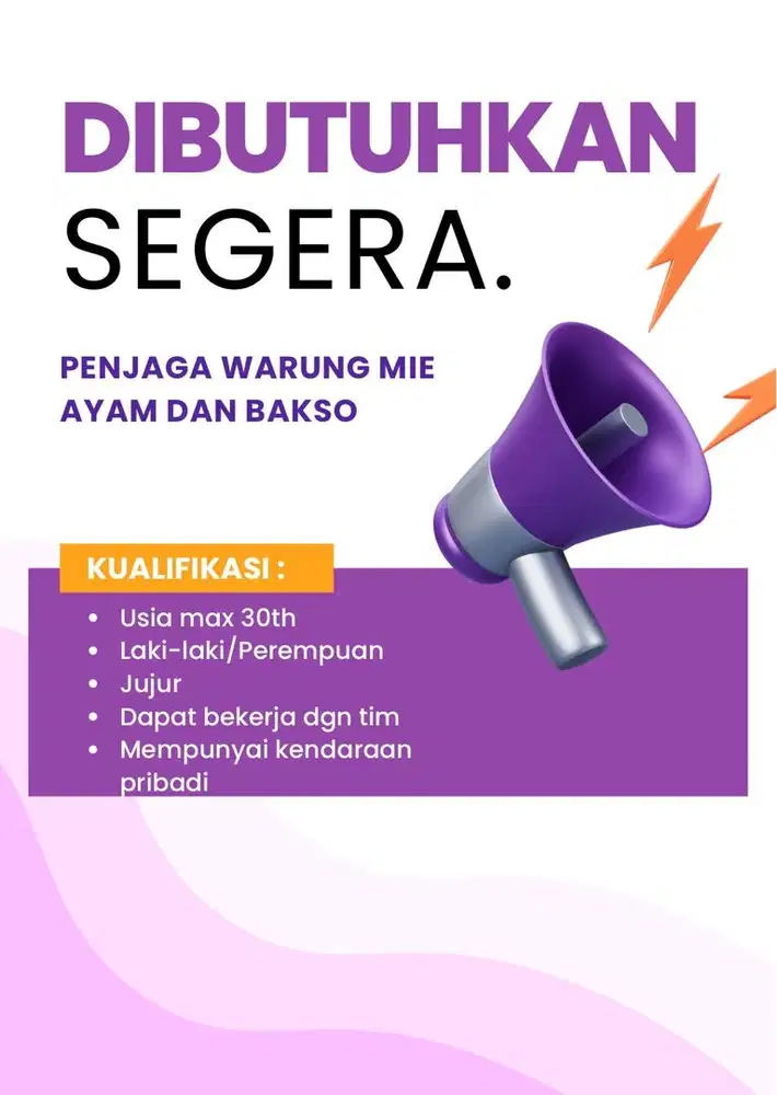 Dibutuhkan segera penjaga warung