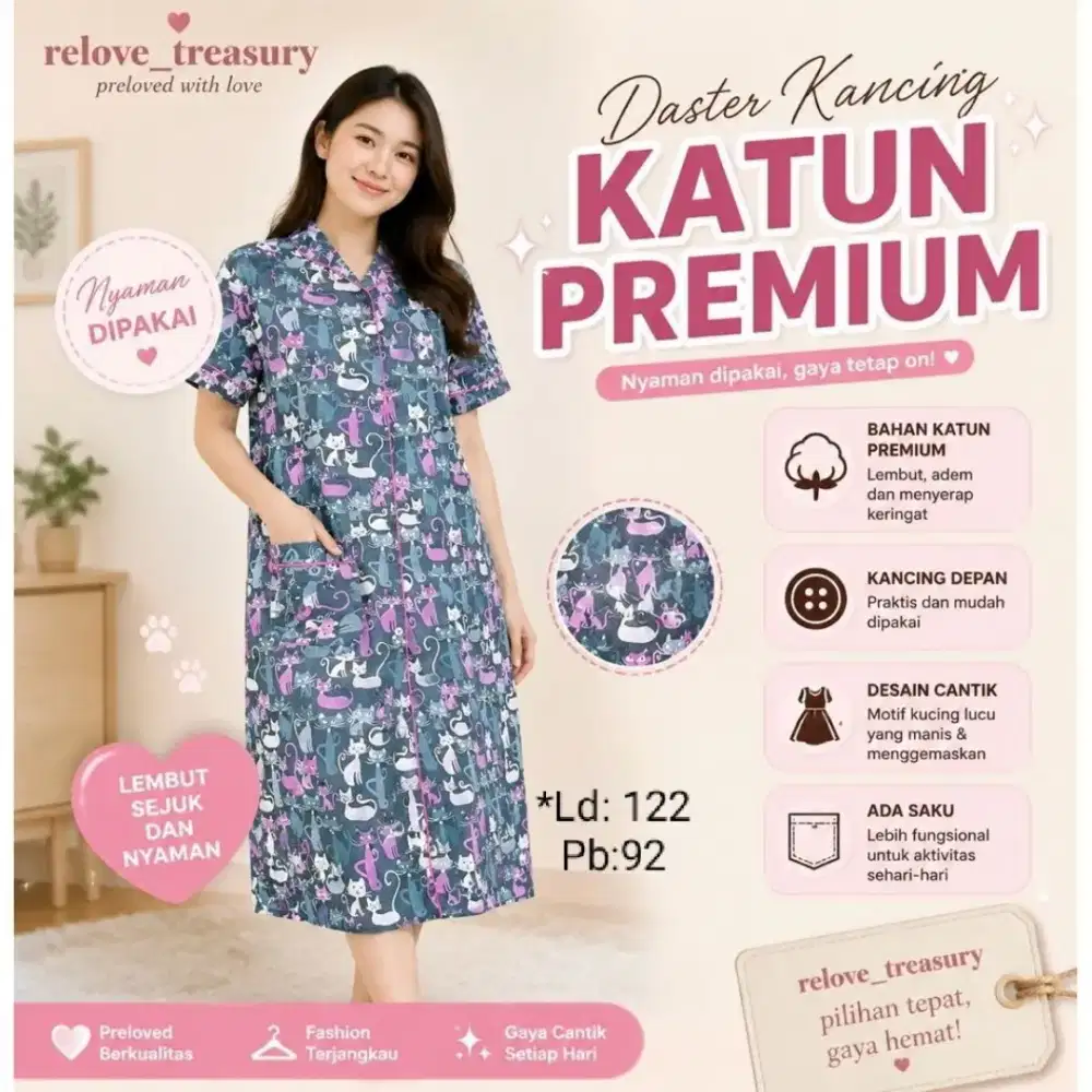 Daster Kekinian Motif Kucing Cantik (baca deskripsi)
