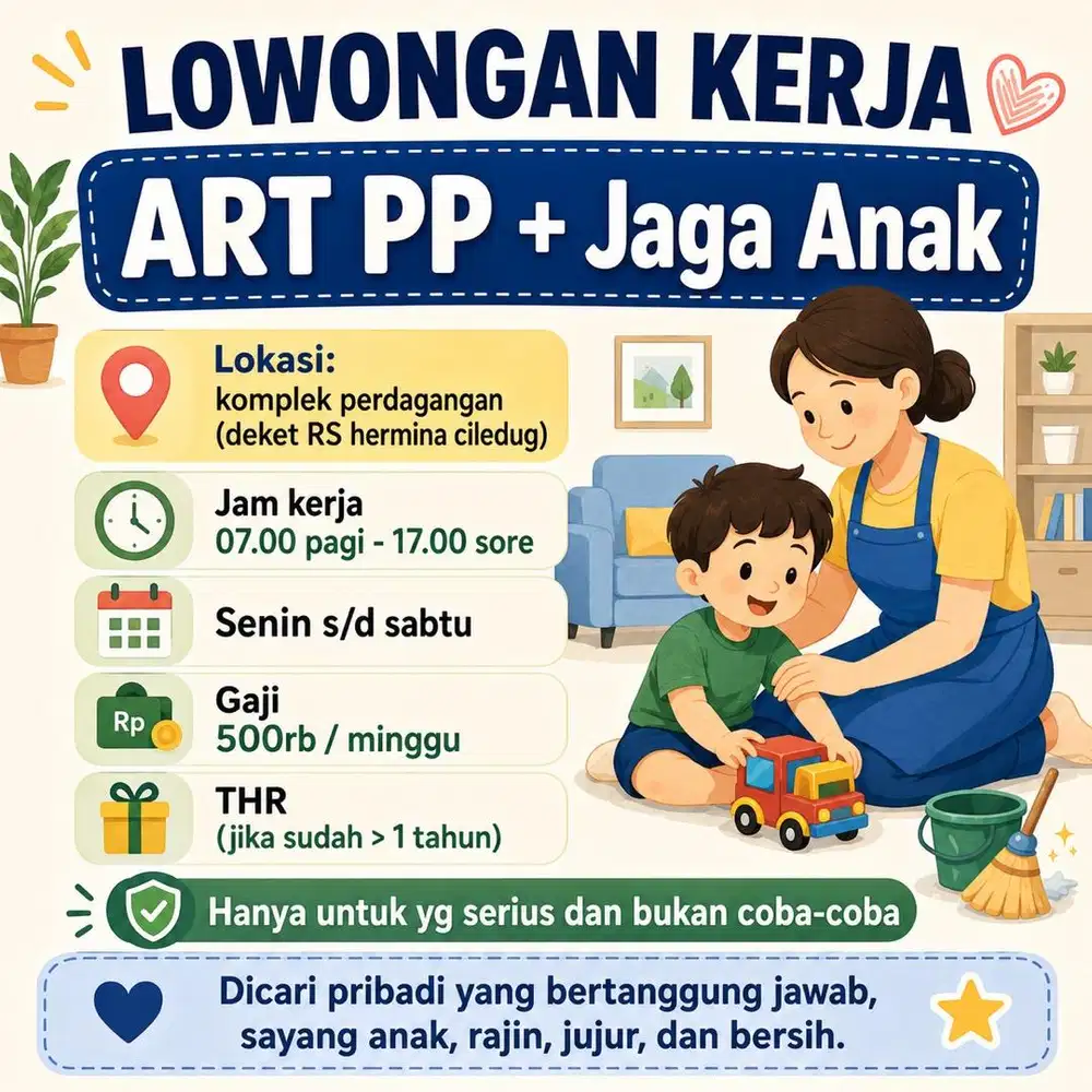 LOWONGAN KERJA ART PP & TEMANI ANAK