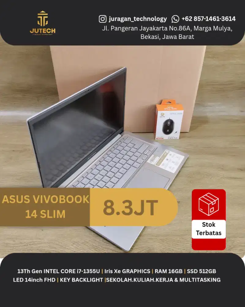 ASUS VIVOBOOK 14/15/17 A1404V SLIM CORE i7 GEN 13 RAM 16GB