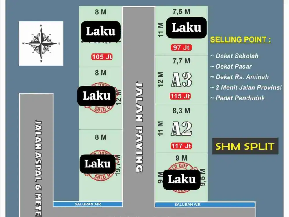Sisa 2 Unit Tanah Kavling Pekarangan siap Bangun di Desa Kedung Sugo, Prambon, Sda