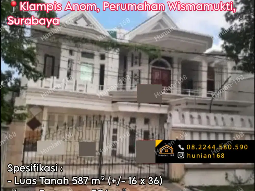 Jual Rumah Perumahan Wismamukti Klampis Anom Indah Harapan Aji Semolo Barat Timur Ngasem Sukolilo Surabaya Timur