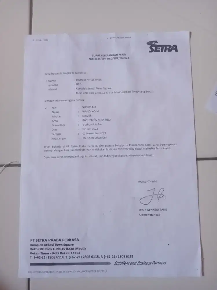 cari pekerjaan driver pribadi expedisi dll