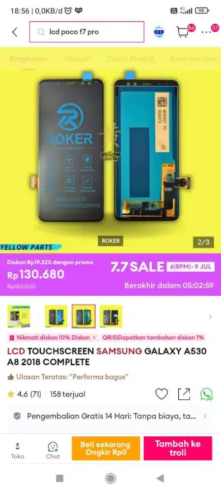 LCD Samsung galaxy A8 2018