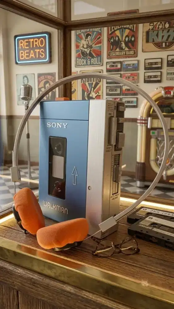 Walkman Sony PTS L2 thn 1979 big size 40 cm vintage sepeda jam jadul
