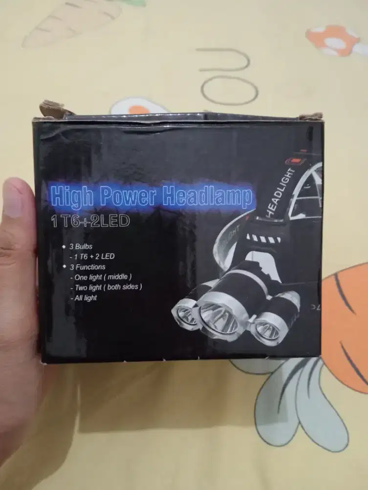 Headlamp 3 Lampu LED Super Terang