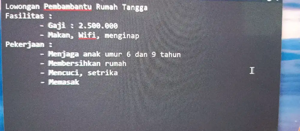 Dicari ART dan menjaga anak