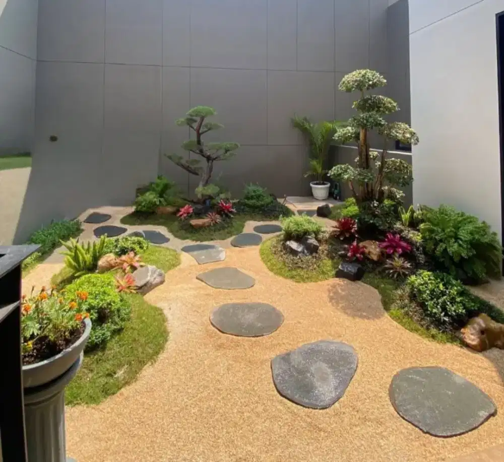 Jasa pembuatan taman kering taman motif Zen garden dan taman lain lain