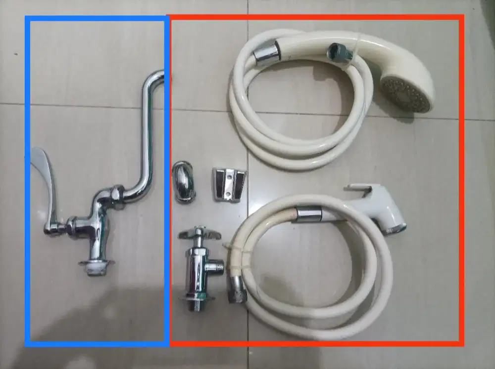 Dua Shower Toto dan Kran Zink Dapur Stainles