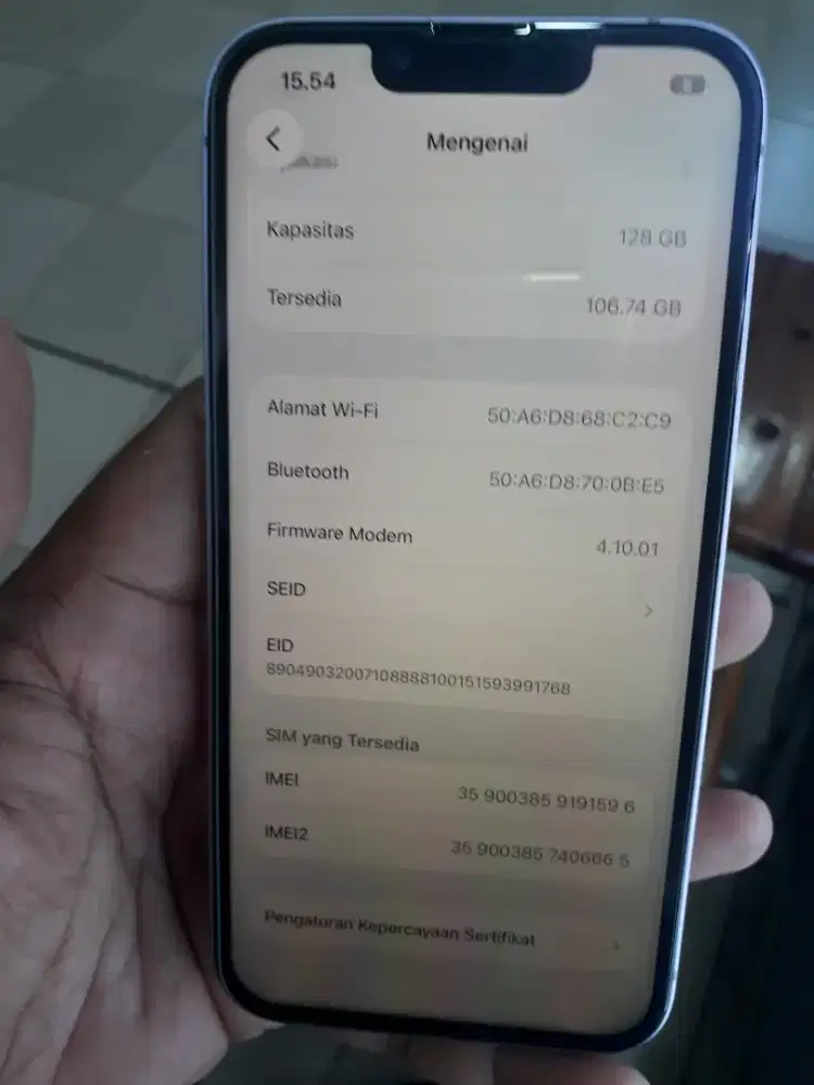 iPhone 14 esim inter 128gb lengkap minus