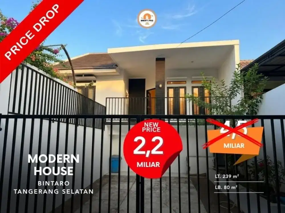 Rumah turun harga 2M   di Jl. Seruni Bintaro | LT 12 × 19 Meter | Dekat Bintaro Xchange, British School , Stasiun Jurang Mangu & Tol Bintaro | Rp2.2M