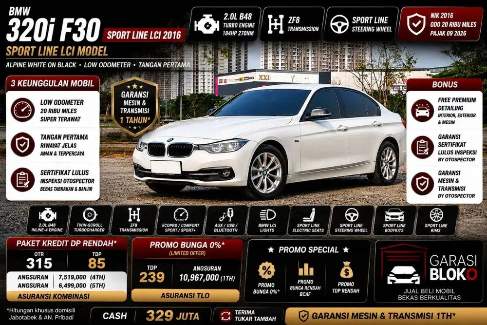 LOW ODO BMW 320i F30 Sport Line LCI 2016