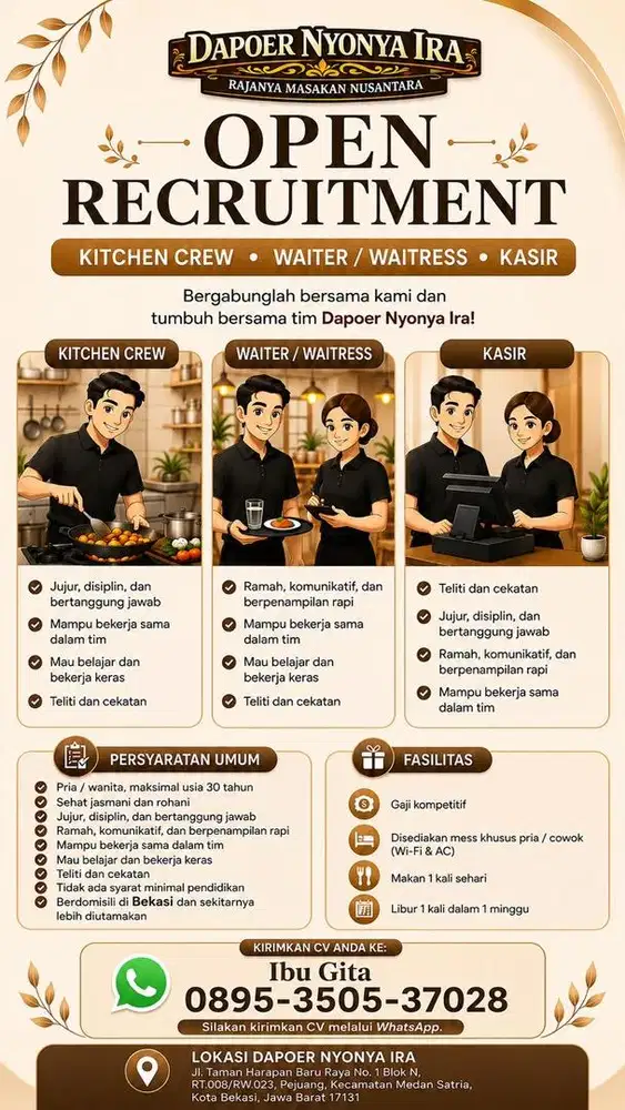 LOWONGAN KERJA RESTO DAPOER NYONYA IRA