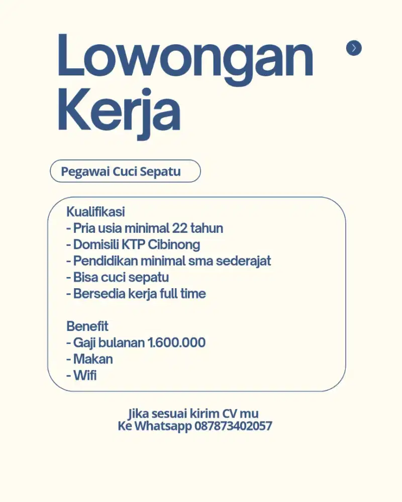Lowongan kerja Toko Cuci Sepatu