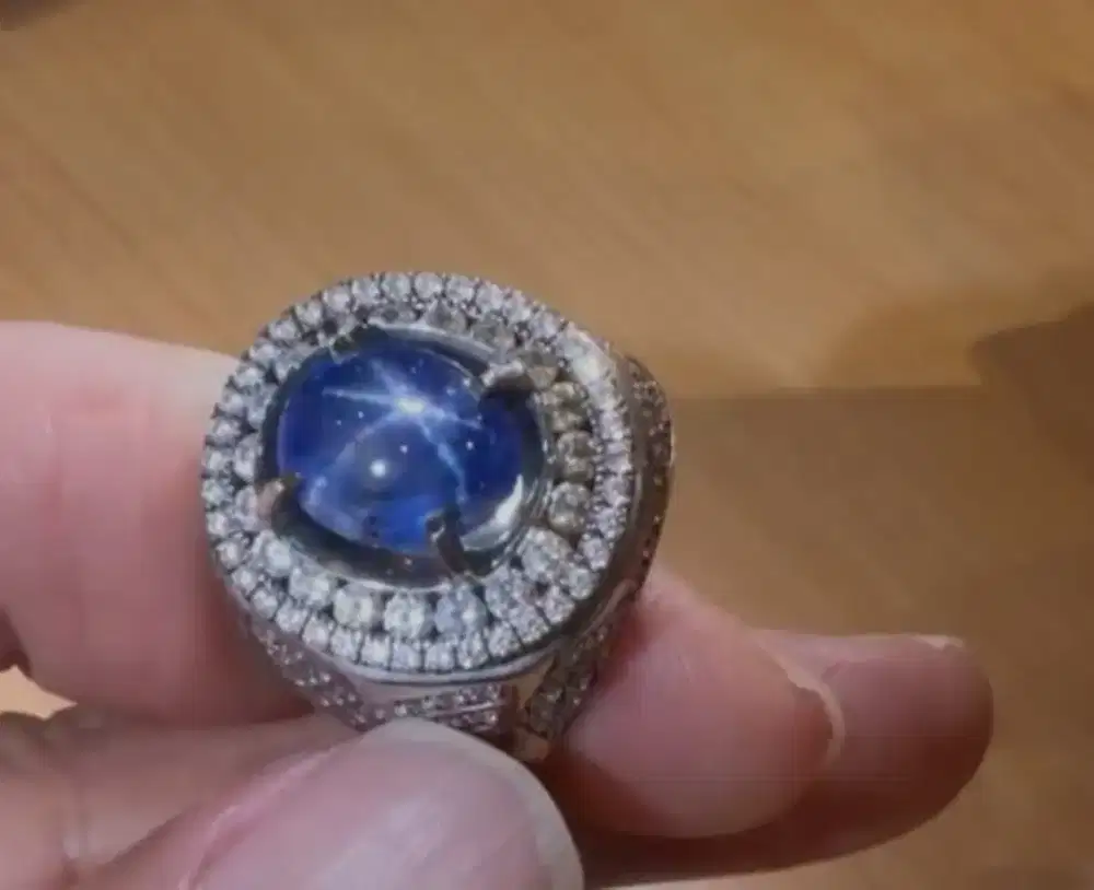 Blue safir no heat bagus mantap ring perak