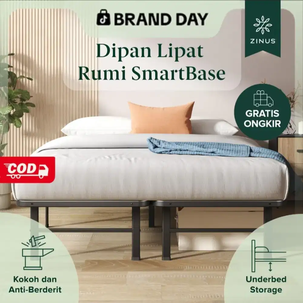 Dipan Tempat Tidur Lipat Zinus Rumi Smartbase Bed 160x200