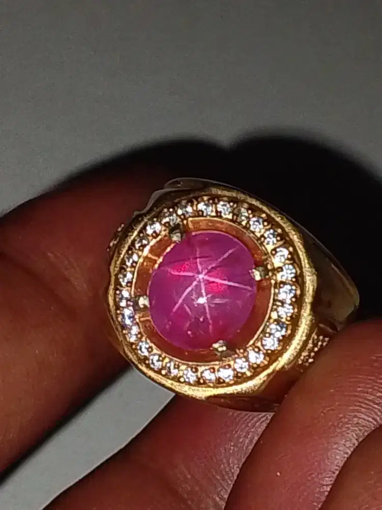 Natural pink star sapphire Burma no heated ring perak