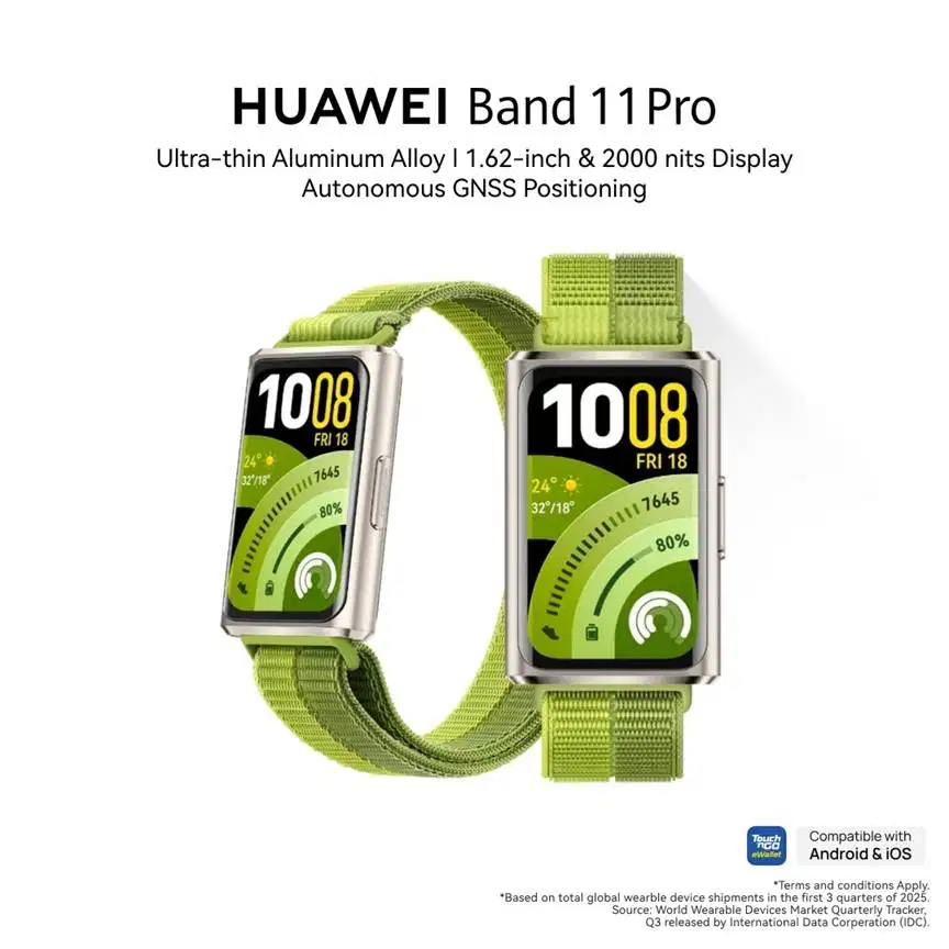 Huawei Band 11 Pro GPS GNSS 1.62 In AMOLED Batere 14 hari Water Resist