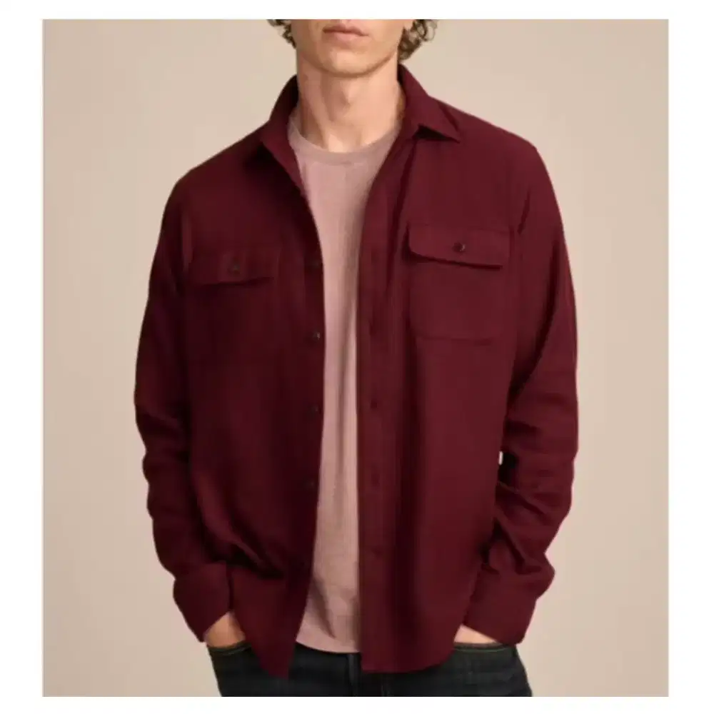 Kemeja flanel preloved merah maroon