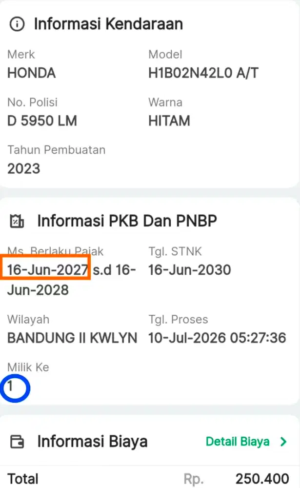 PAJAK 1TAHUN A/N SENDIRI