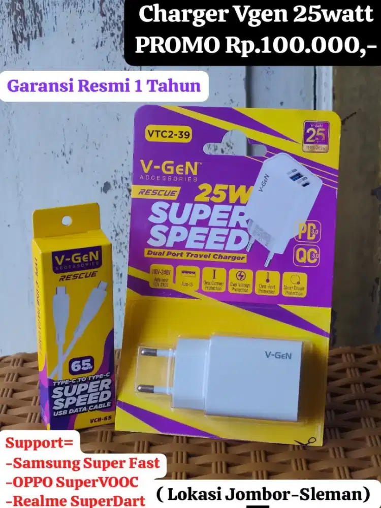 Charger Vgen 25W Support Samsung Super Fast Charging (Garansi Resmi)