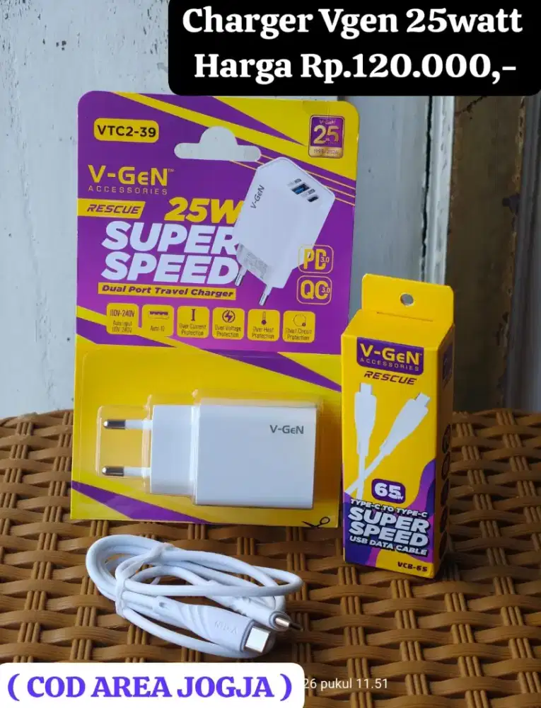 Charger Vgen 25watt For Samsung ( SUPER FAST CHARGING )