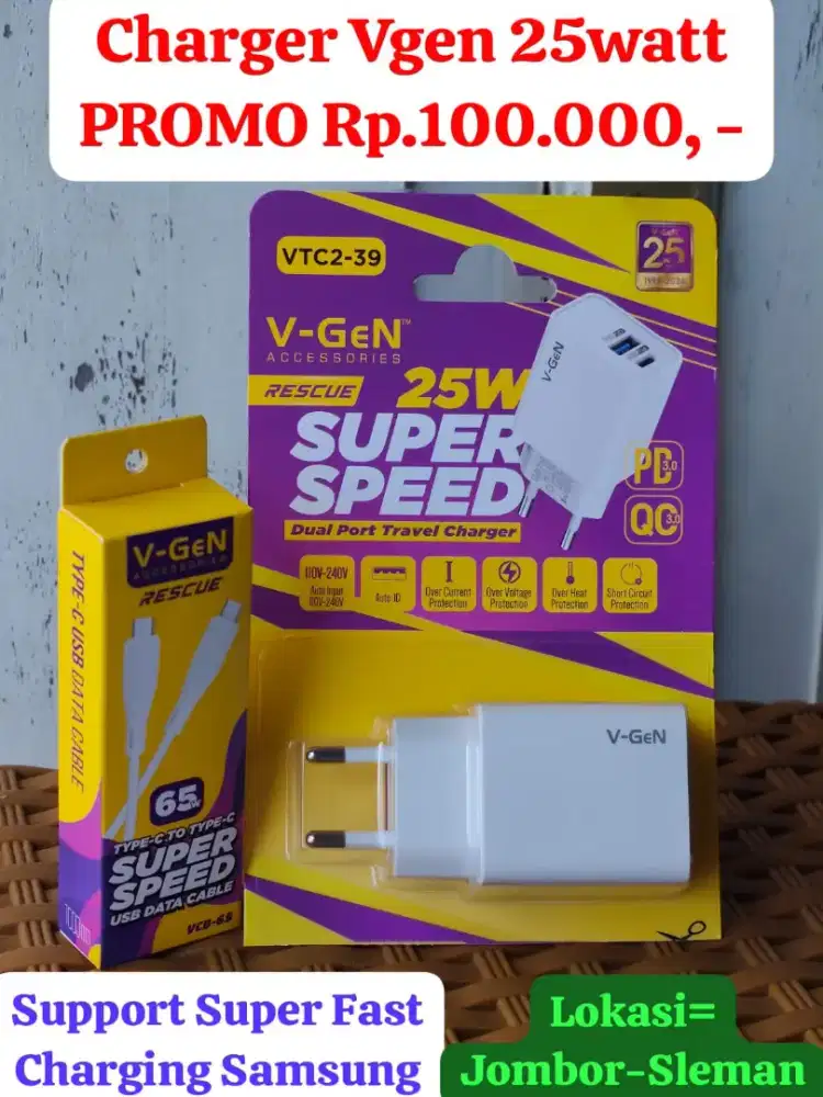 Charger Vgen 25watt ( Support VOOC & Fast Charging )