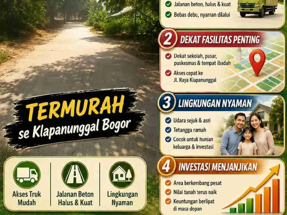 Jual Tanah di Timur Tenggara Cibubur, daerah Bogor Klapanunggal, Termurah, Di bawah @300.000,-, Nego
