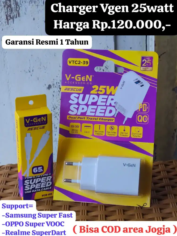 PROMO Charger Vgen 25watt Gratis Kabel 65watt ( GARANSI RESMI )