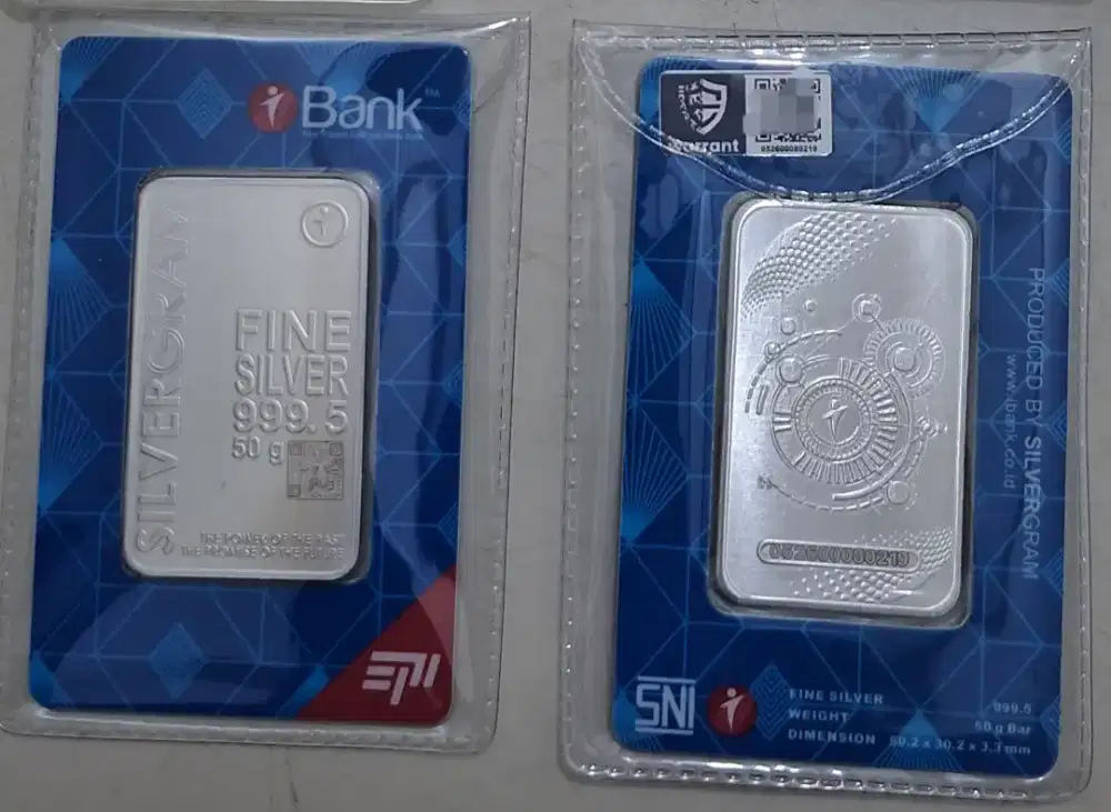 Perak murni 99,99 logam Mulia 50 gram merek silvergram