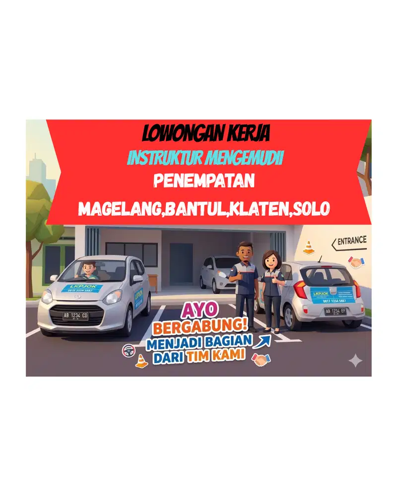lowongan kerja instruktur mengemudi /pelatih kursus mobil