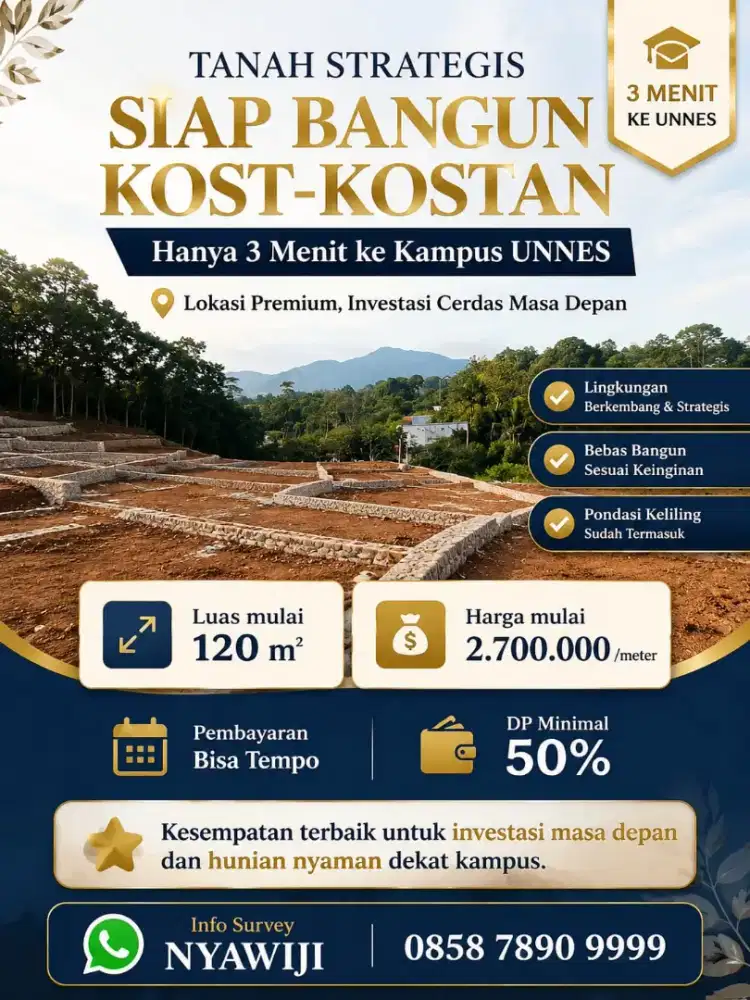 Tanah sangat cocok untuk usaha kost -kosan prospek menjanjikan