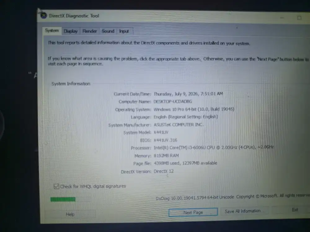 Jual laptop asus X441UV RAM 8gb sudah ssd 128gb