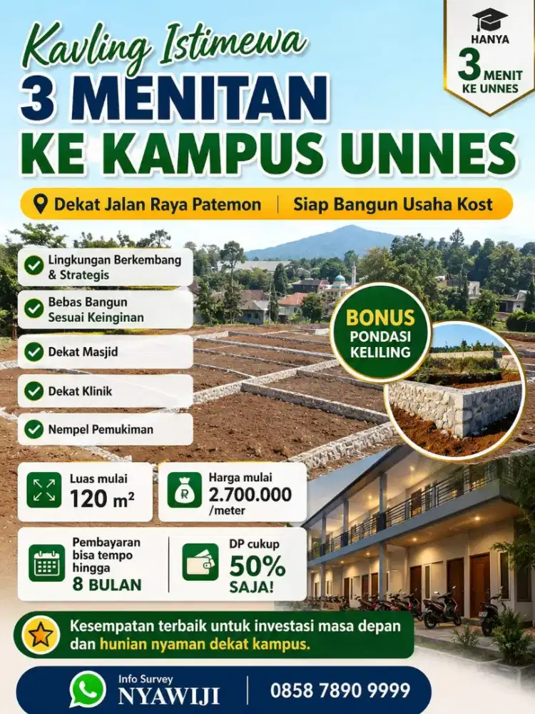 Tanah sangat bagus dan strategis jantung kampus Unnes Semarang