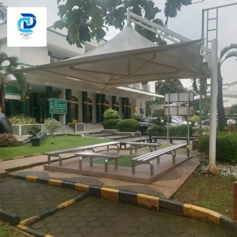 Canopy membran utk esthetika fasad carport rumah kantor