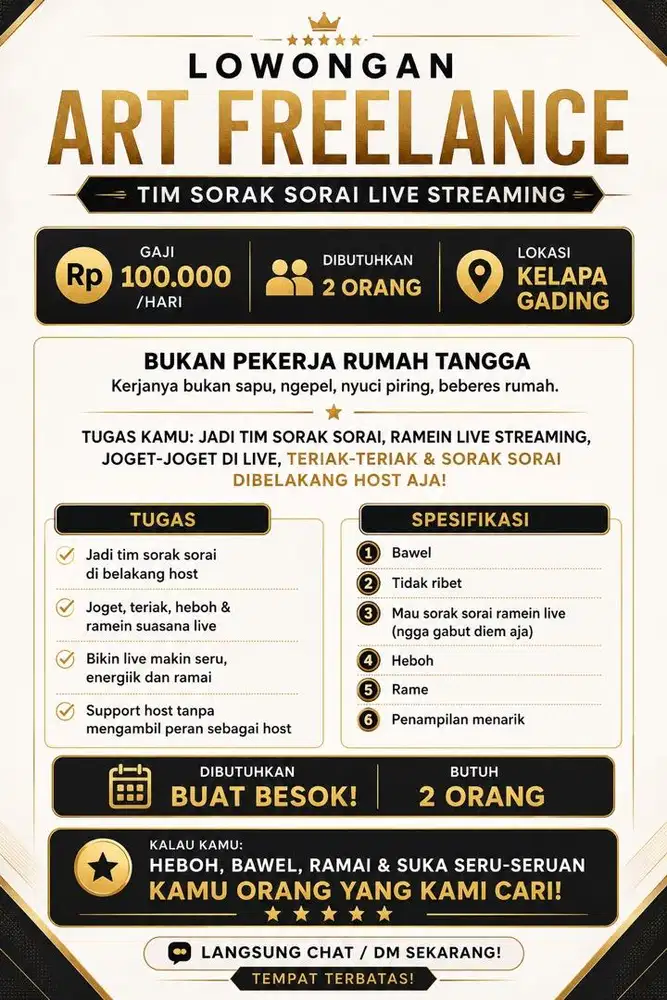 LOWONGAN ART FREELANCE LIVE
