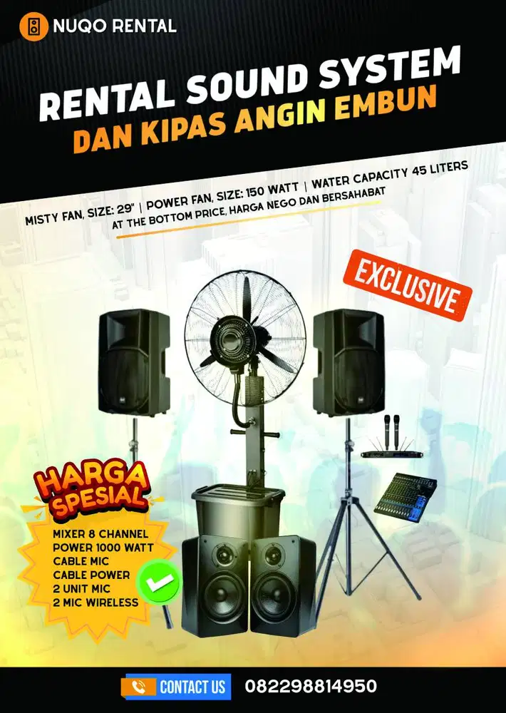 RENTAL SOUND SYSTEM LENGKAP + KIPAS ANGIN EMBUN – MURAH & BERKUALITAS