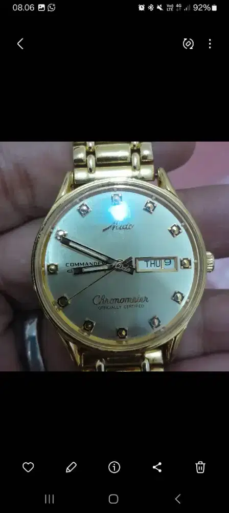 JAM TANGAN JADUL ANTIK VINTAGE MODEL MEWAH MIDO COMMANDER WARNA GOLD