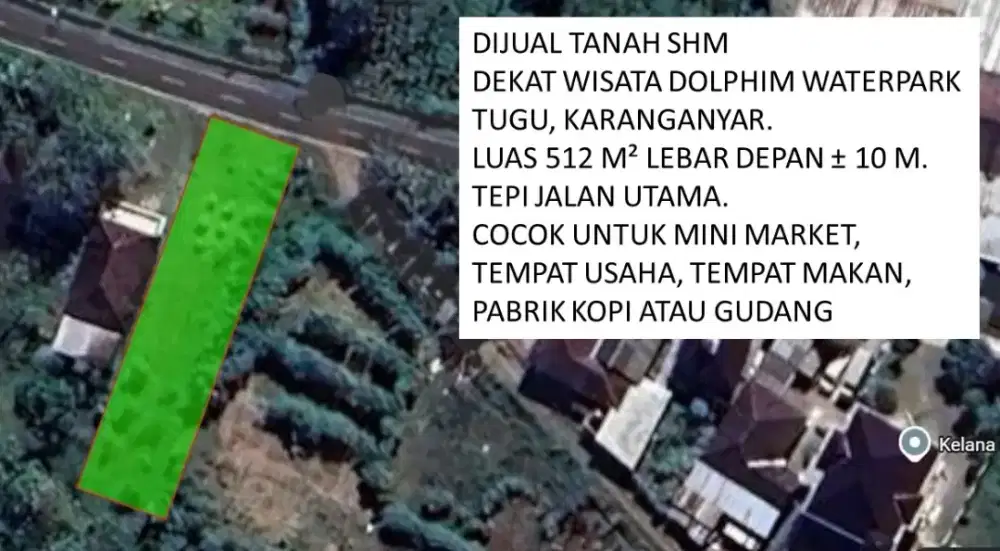Dijual tanah cocok untuk minimarket,tempat makan,pabrik kopi,warehouse
