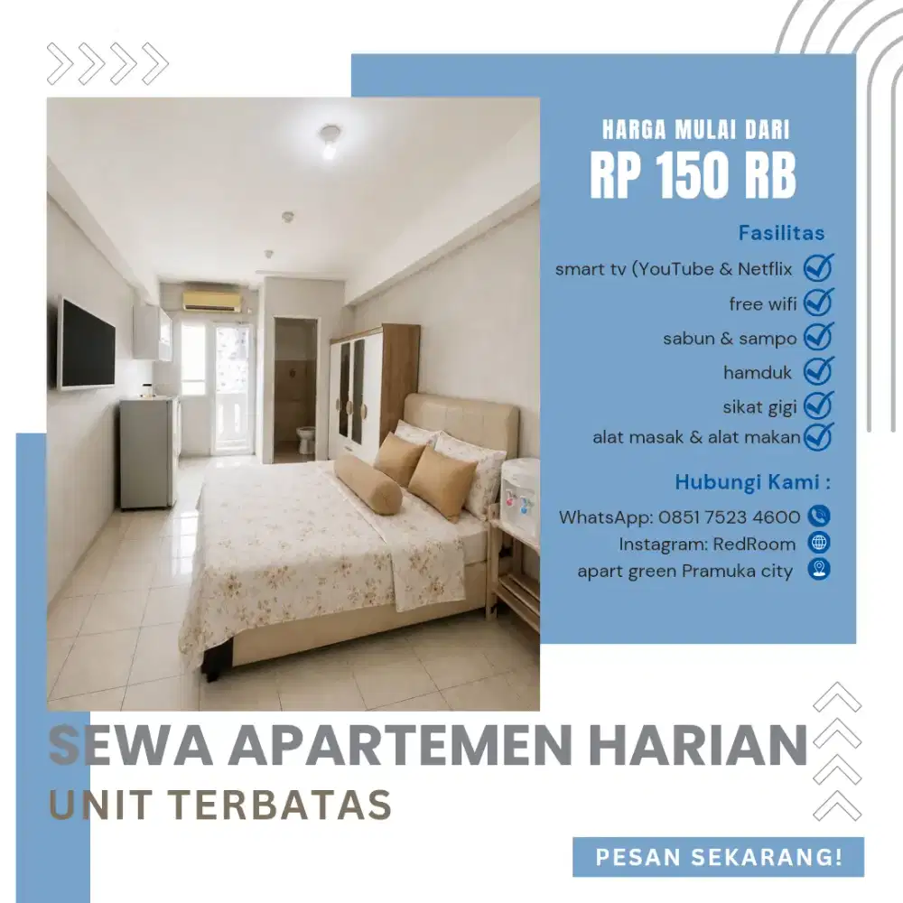 sewa apartemen harian green Pramuka city Jakarta pusat